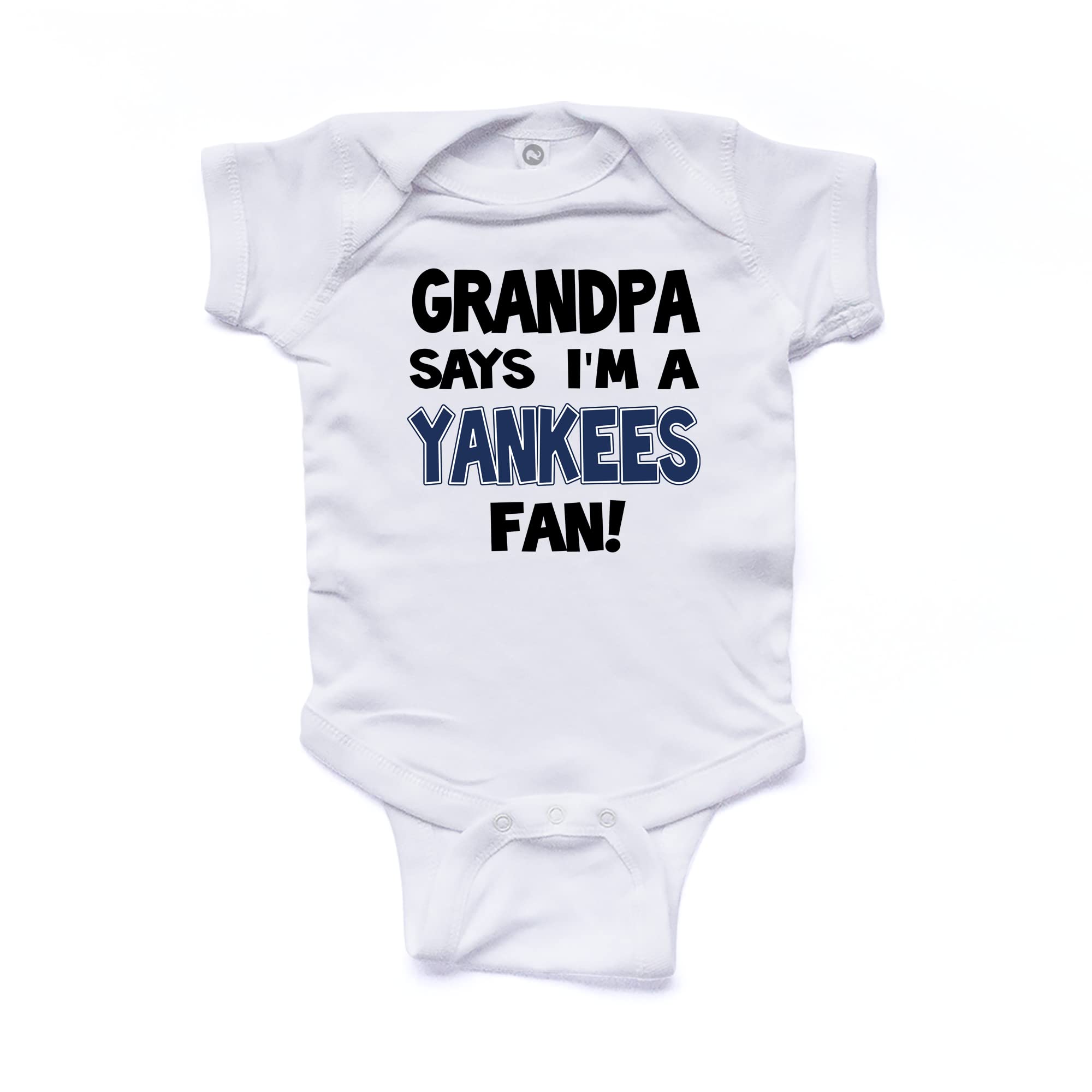 New York Yankees Fan Baby Bodysuit - Cute Grandpa Says I'm a Yankees Fan Onesie for Infants & Toddlers - Perfect for Game Day, Family Photos & Baseball Themed Events