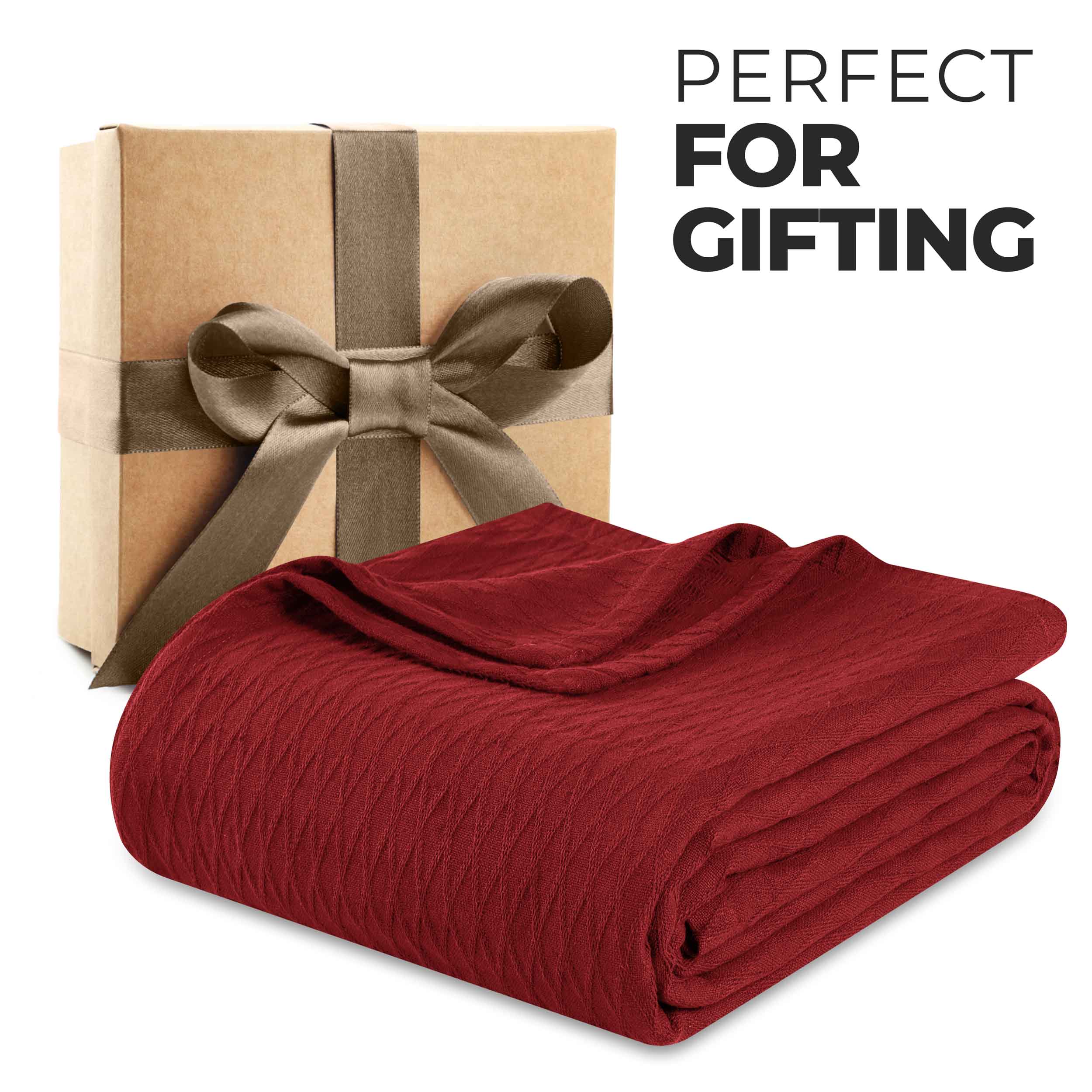Premium Cotton All-Season Diamond Pattern Bed Blanket & Sofa Throw - Soft Cozy Blanket for Bedroom, Living Room, Travel and Gift Giving