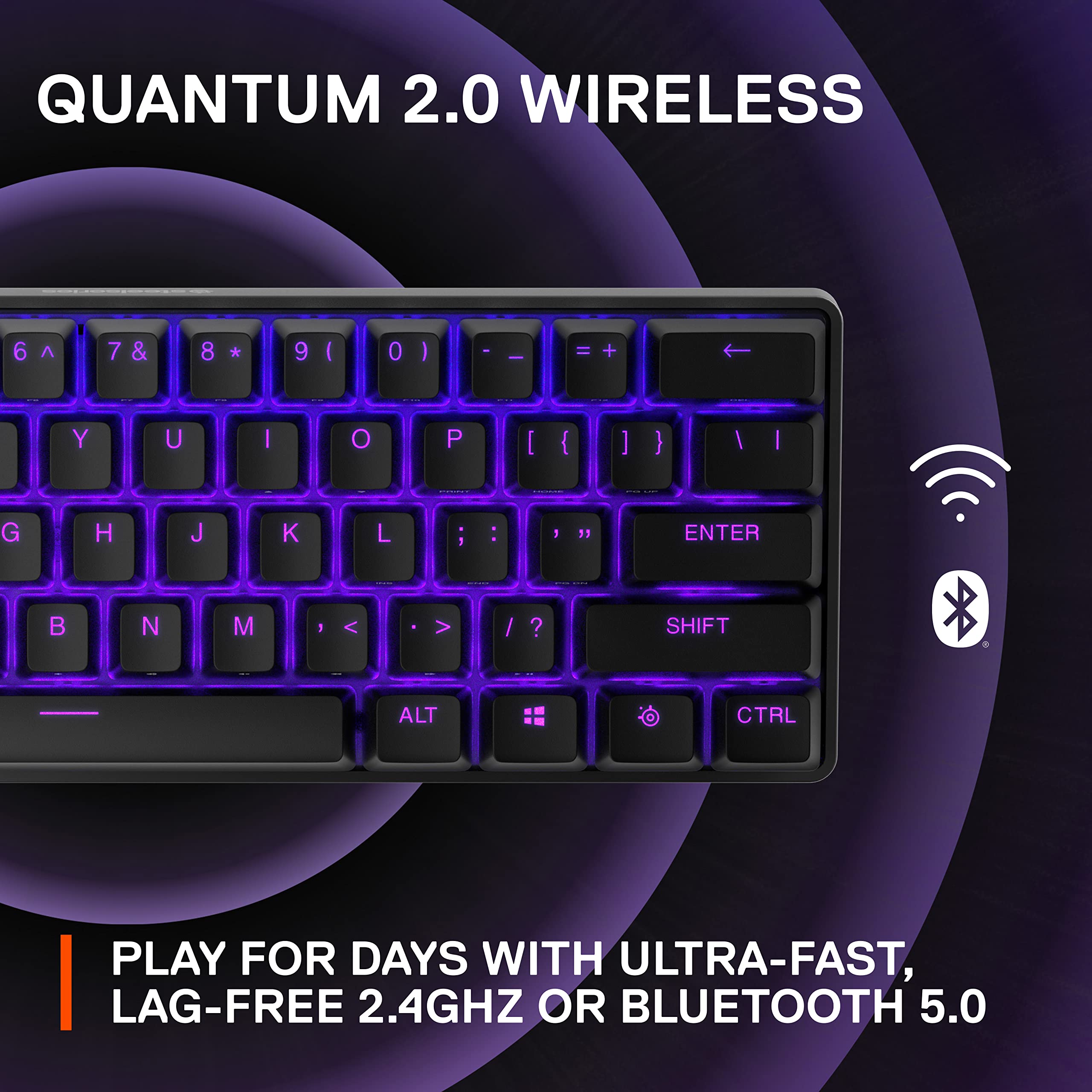SteelSeries Apex Pro Mini Wireless HyperMagnetic Gaming Keyboard - World's Fastest 60% Compact Mechanical Keyboard with Adjustable Actuation, RGB Backlighting, Bluetooth & 2.4GHz Wireless, USB-C - AZERTY Layout - Perfect for Esports, Streaming & Office Work