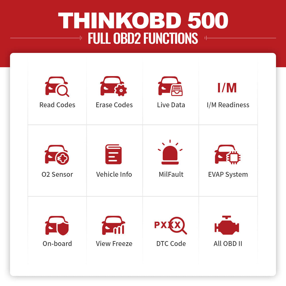 THINKOBD 500 Car Diagnostic Scanner - OBD2 Code Reader with Lifetime Free Updates, Check Engine Light Scanner for Mechanics, Auto Repair Shops & DIY Car Maintenance (Compatible with Most Vehicles)