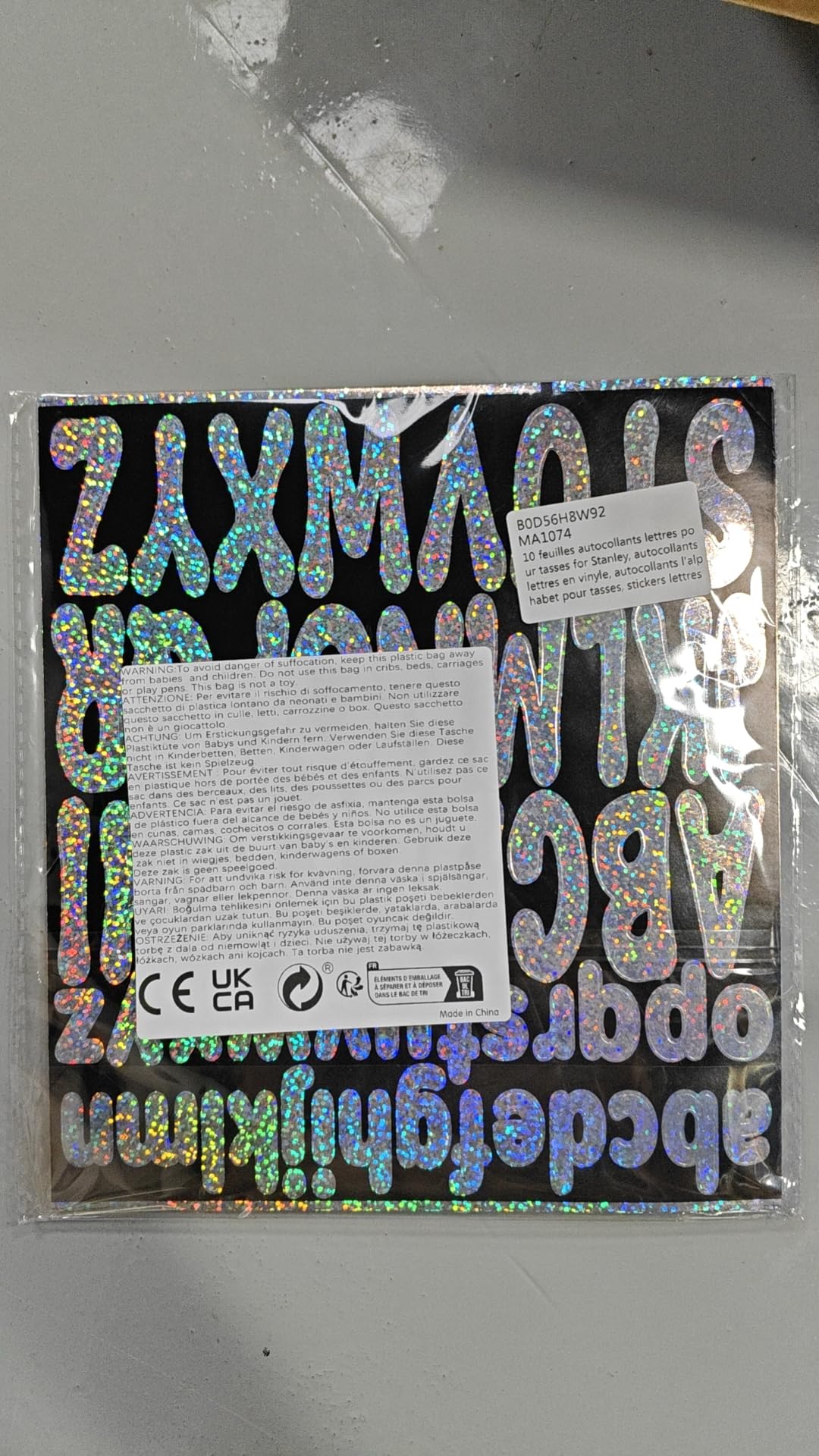 Stanley Cup 10-Sheet Alphabet Stickers - Glitter Letter Stickers for Personalizing Cups & Water Bottles | Perfect for DIY Crafts, School Projects, and Custom Drinkware Decoration