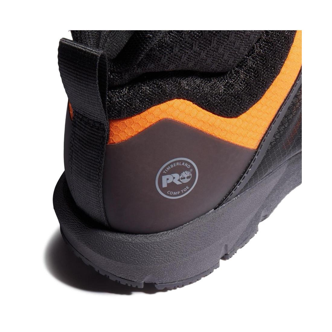 Radius Composite Toe Work Boots for Men - Black/Orange Safety Shoes - Lightweight & Comfortable for Construction, Warehouse & Outdoor Work