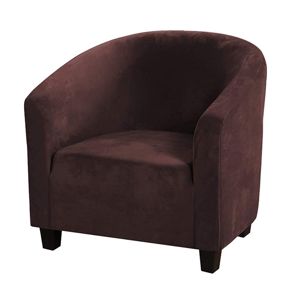 GULI Velvet Stretch Armchair Slipcover - Soft Plush Spandex Wingback Club Chair Cover, Washable Removable Furniture Protector for Living Room Sofa (Coffee) - Perfect for Home Decor, Lounge Seating & Furniture Protection
