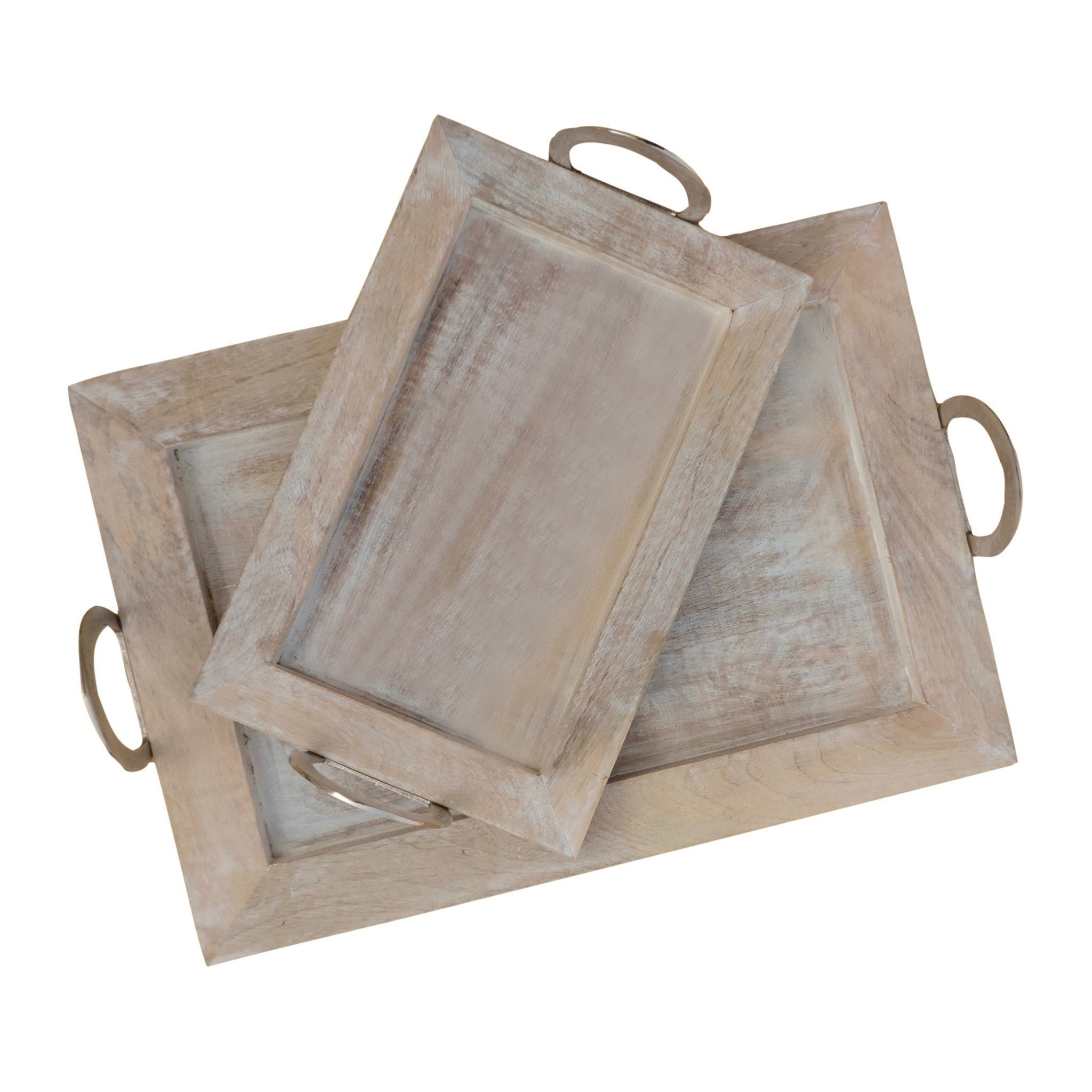 White Shaker Serving Tray Set of 2 with Handles - Perfect for Entertaining, Brunch, and Coffee Table Decor