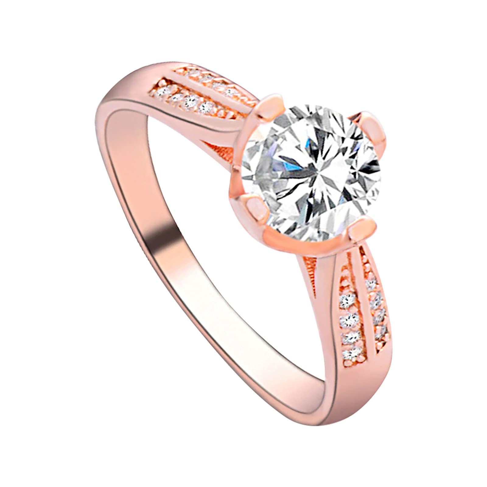 Elegant Rose Gold Crystal Flower Engagement Ring for Women - Wedding, Anniversary, Birthday Gift - Perfect for Proposals, Bridal Jewelry & Special Occasions