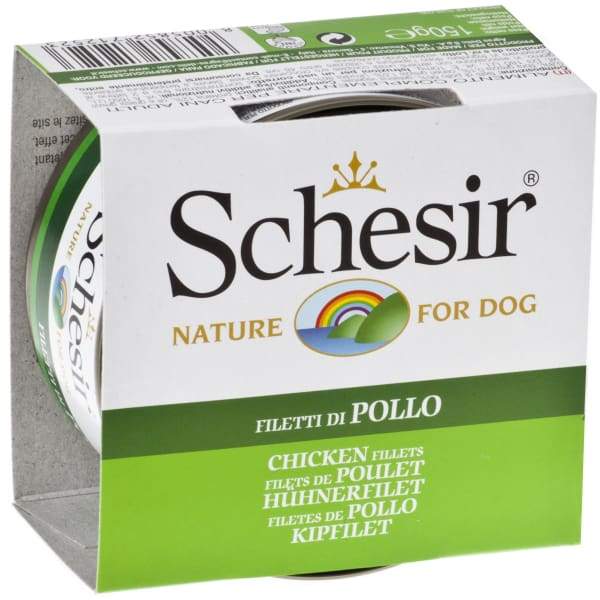 Premium Schesir Chicken Fillet in Jelly Canned Dog Food 150g - Grain-Free, Natural Ingredients for Small & Medium Breeds - Perfect for Travel, Training Treats & Daily Meals