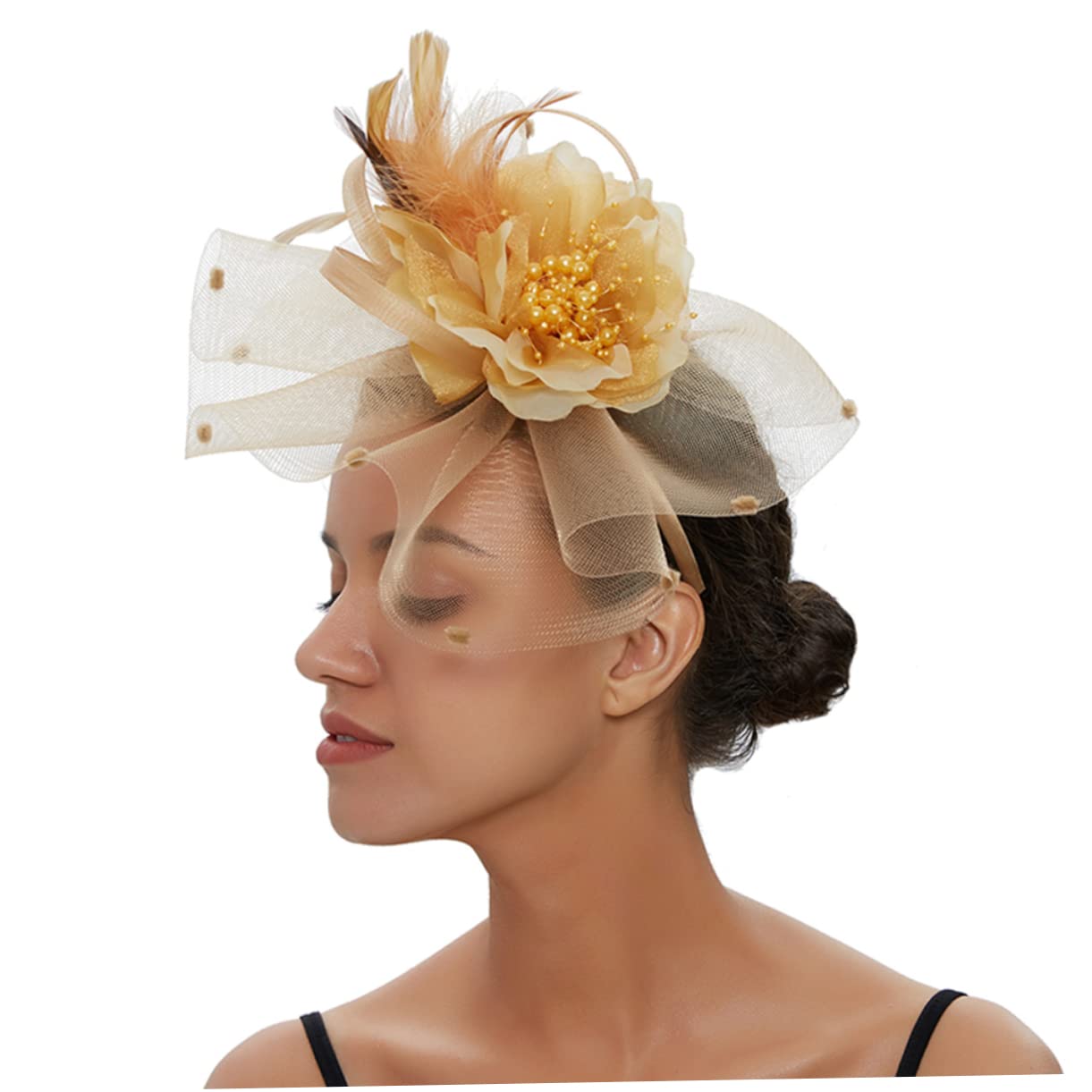 1PC Elegant Mesh Bridal Headband for Wedding Guest - Floral Yarn Hair Accessory for Women - Perfect for Weddings, Parties, and Special Occasions