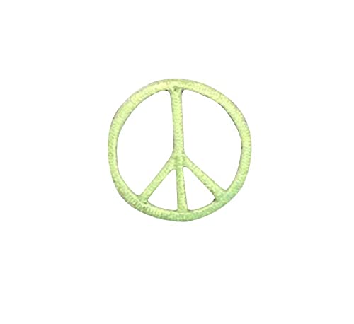 1 Inch Lime Green Peace Symbol Embroidered Iron-On Patch for Jackets, Bags & DIY Crafts - Hippie Style Accessory