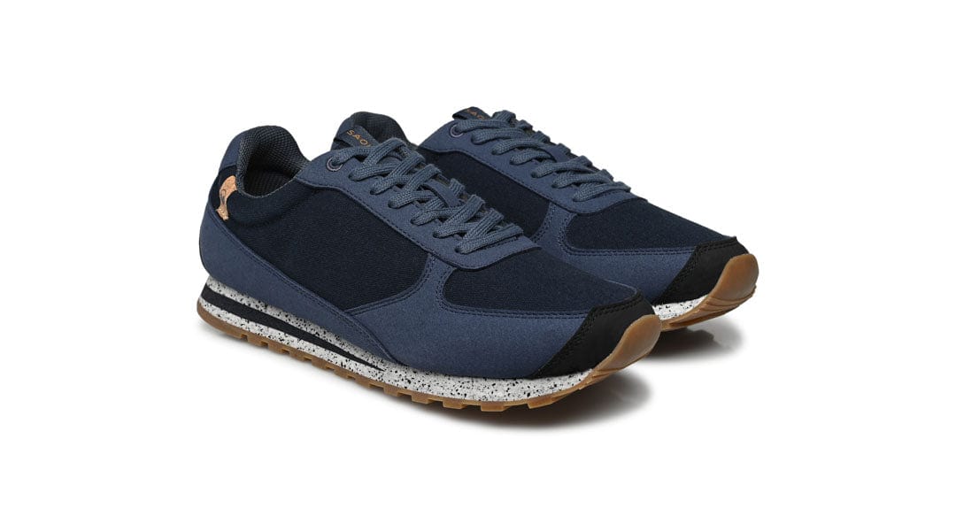 Vibram Alta Men's Organic Cotton Canvas Sneakers - Navy Blue | Eco-Friendly Casual Shoes for Walking, Travel & Everyday Wear
