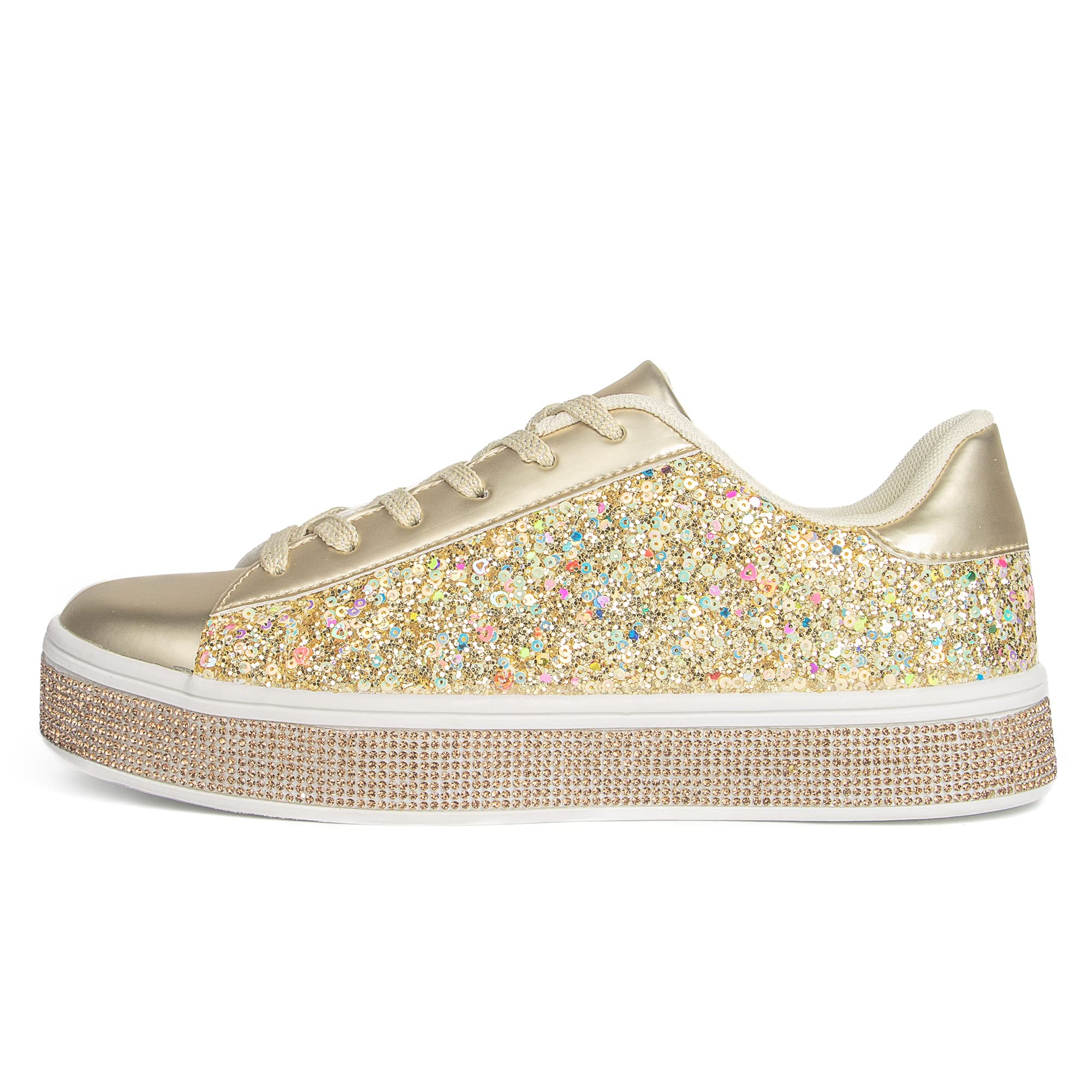 Sparkly Rhinestone Bridal Sneakers for Women - Glitter Wedding Shoes with Sequins, Neon Bling Tennis Shoes for Bride, Bridesmaids & Party - Perfect for Weddings, Bachelorette Parties & Special Occasions