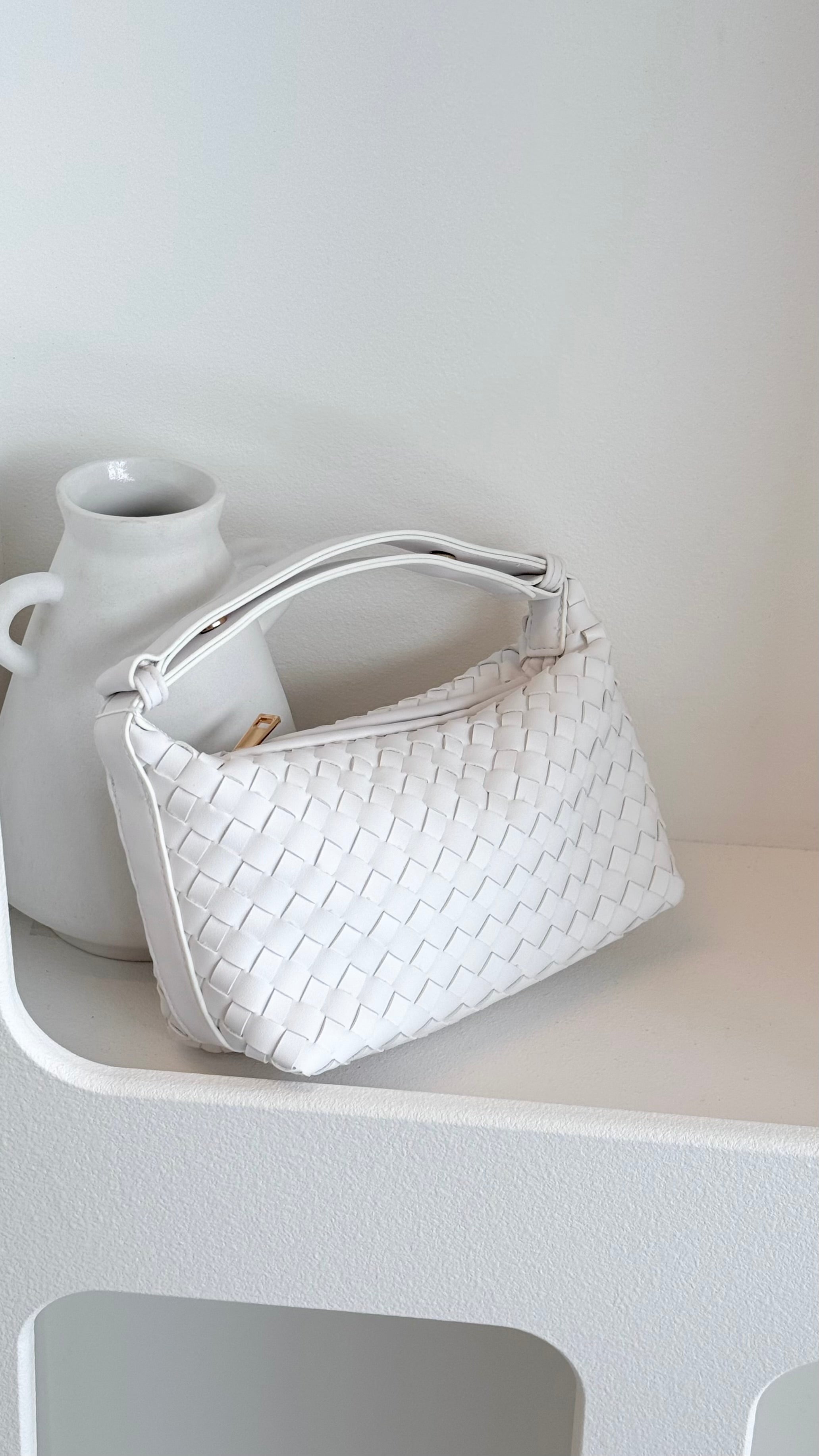 Isabelle White Leather Handle Bag for Women - Elegant Crossbody Purse for Work, Travel & Everyday Use