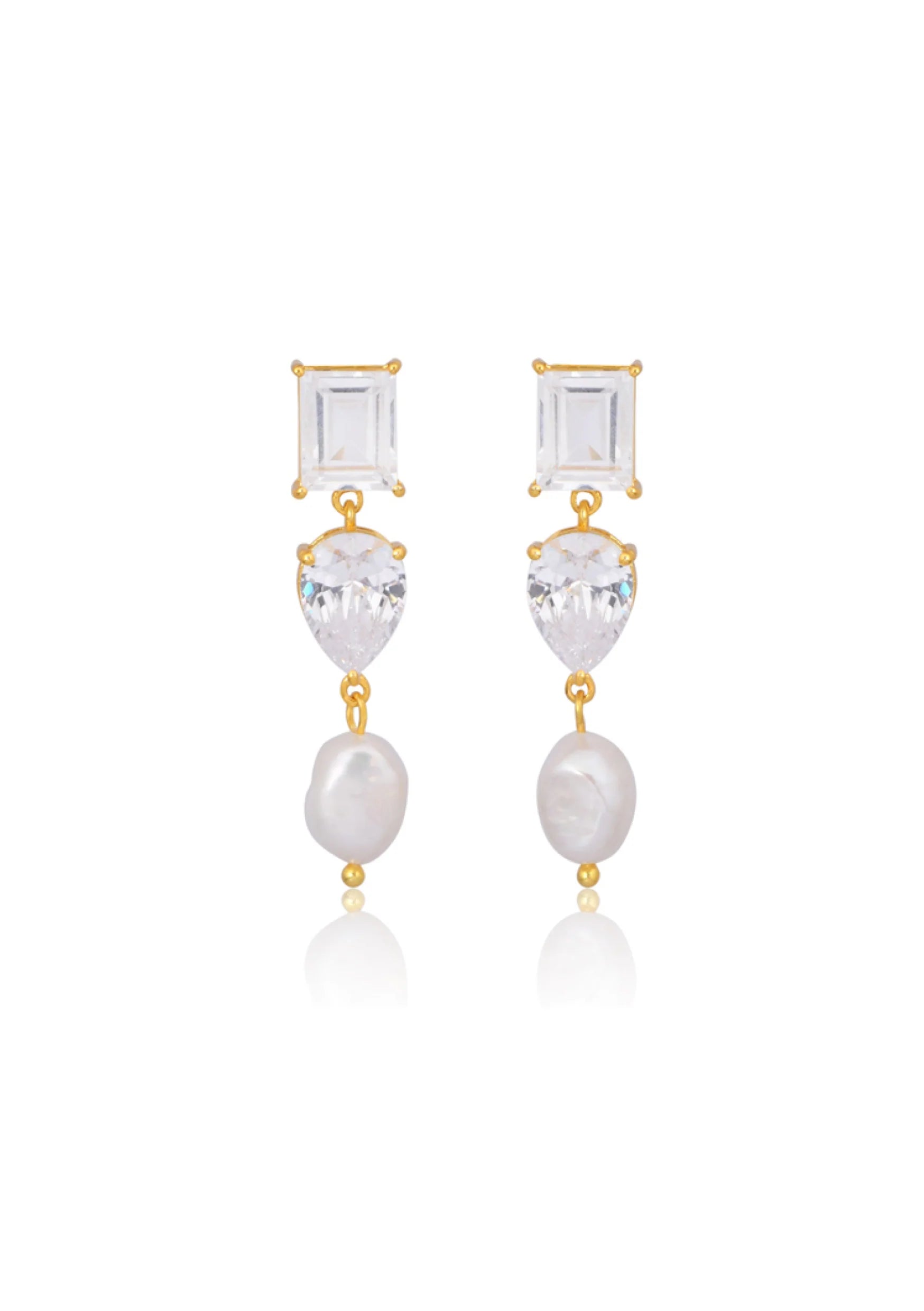Lola Knight Charlie Crystal & Pearl Drop Bridal Earrings - 14K Gold Wedding Jewelry for Brides, Bridesmaids & Formal Events