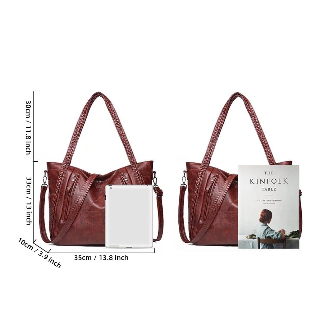 Mudono Women's Large Capacity Leather Top Handle Tote Bag - Vintage Crossbody Shoulder Bag Purse for Work, Travel & Daily Use