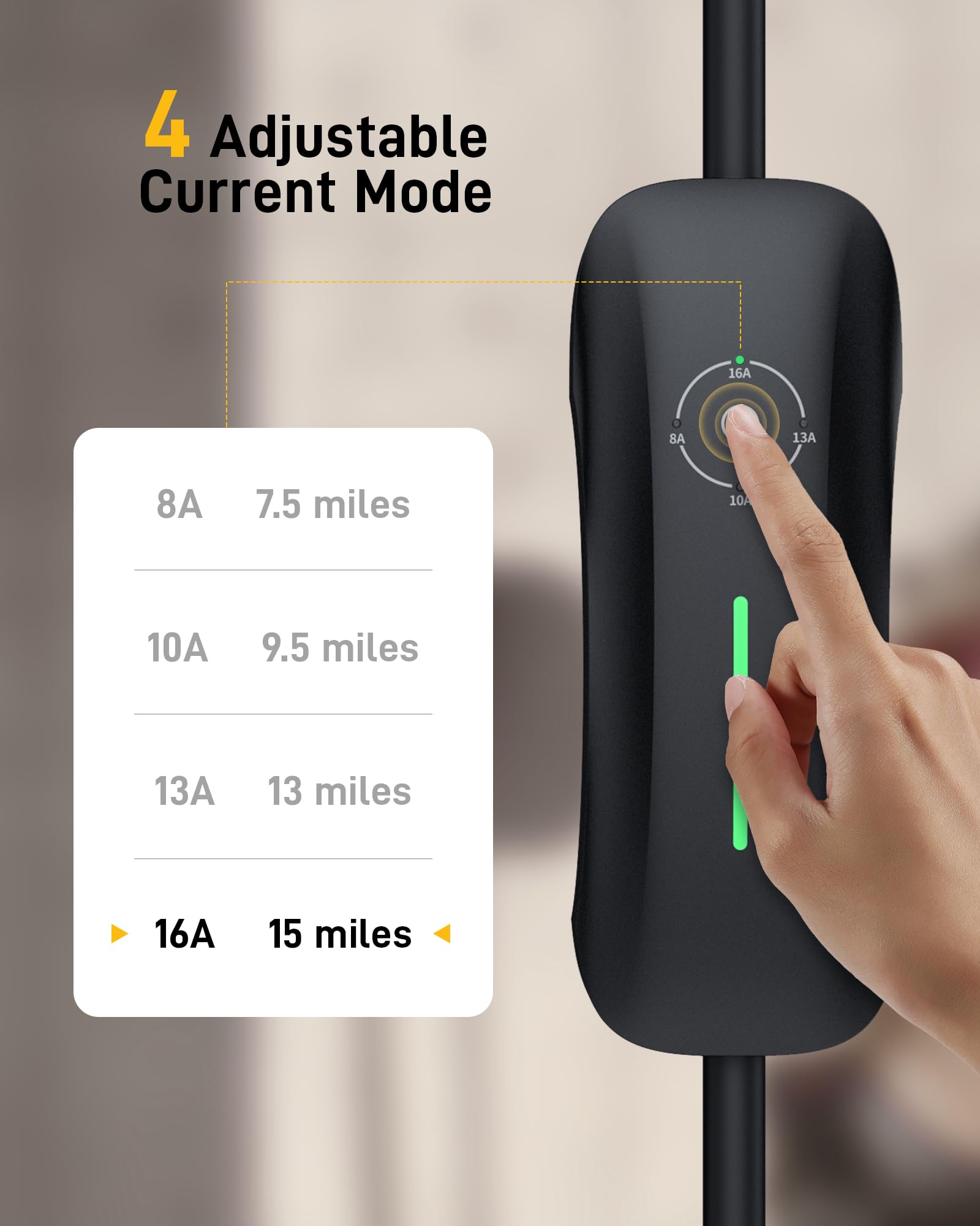 Tesla EV Charger Level 1 & 2 - 240V 16Amp Portable Electric Vehicle Charger with NEMA 5-15 & 6-20 Plugs, 25ft Extension Cord & Adjustable Current - Compatible with Tesla Model S/3/X/Y - Perfect for Home, Office & Road Trip Charging