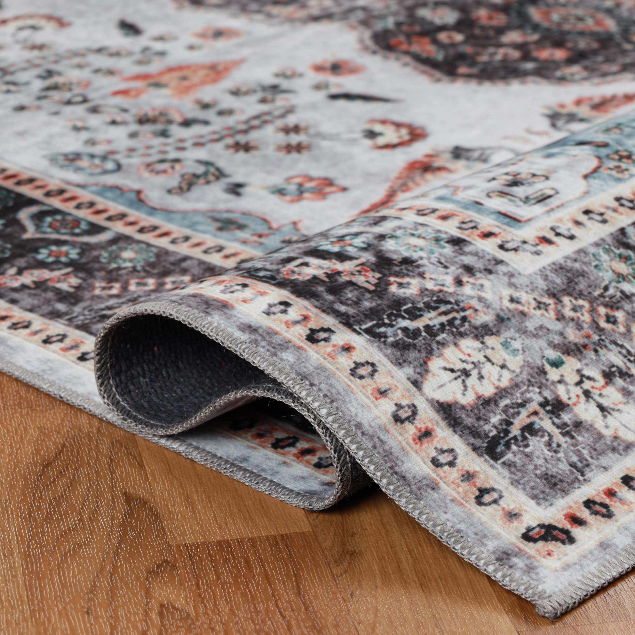 Machine Washable Sparrow Medallion Indoor Area Rug - Non-Slip Soft Living Room Carpet Runner for Bedroom, Hallway & Entryway Decor