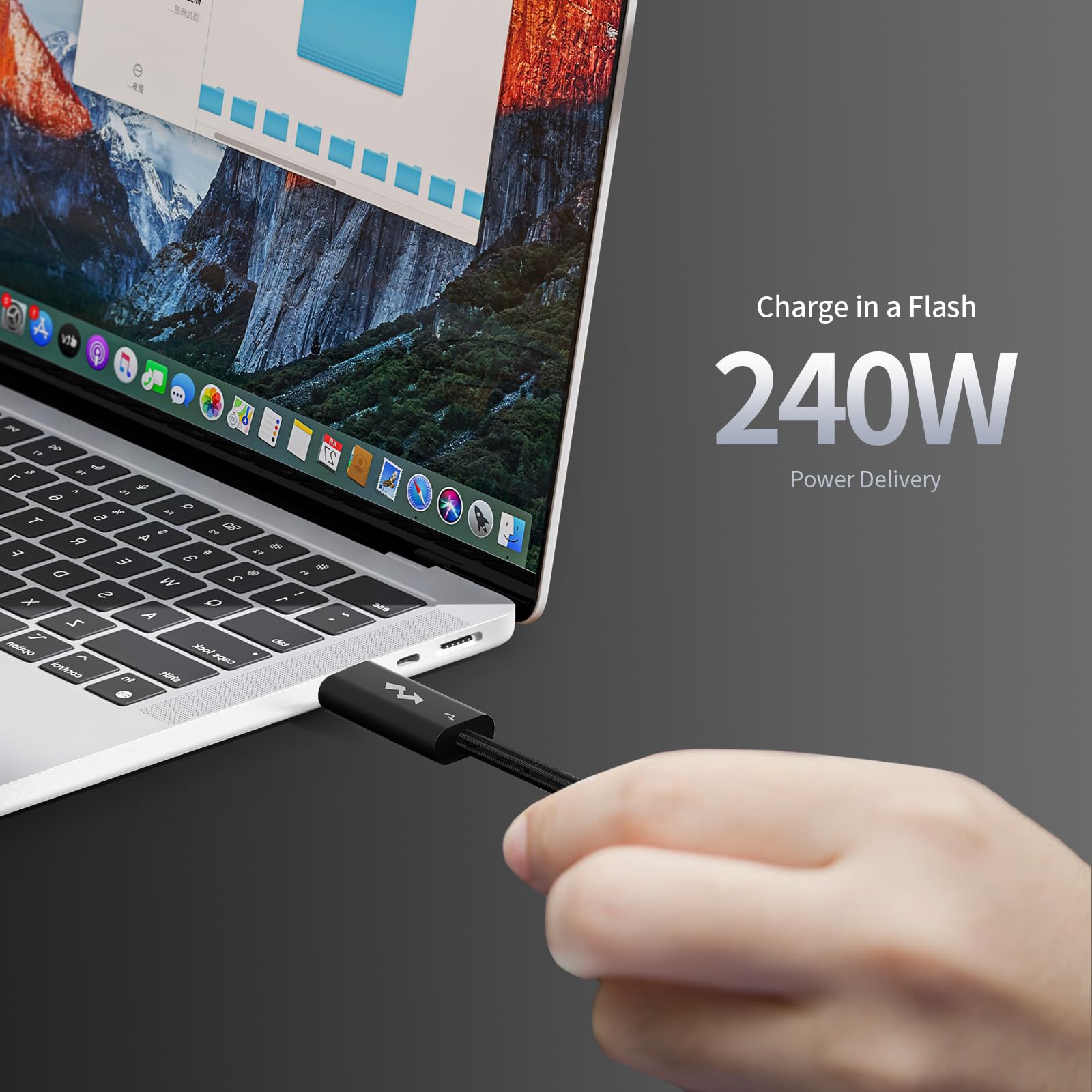 USB4 Cable 240W USB C to USB C, Thunderbolt 4/3 Compatible, 40Gbps High-Speed Data Transfer for 8K/4K Video, 3.3FT - Perfect for MacBook Pro, Dell XPS, HP Laptops & USB-C Monitor Docking Stations