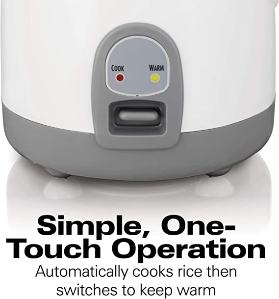 Hamilton Beach 8-Cup White Rice Cooker & Food Steamer - Perfect for Home, Dorm & Office Use | Model 37508