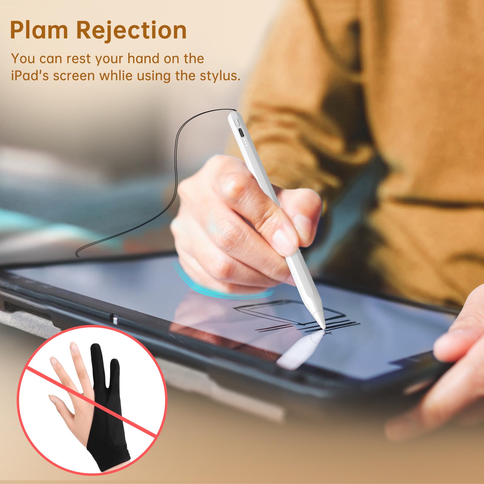 MEKO Stylus Pen for iPad (6/7/8/9/10, Mini 5/6, Air 3/4/5, Pro 11/12.9) - Fast Charging, Palm Rejection, Anti-Loss Lanyard - Perfect for Drawing, Note Taking & Digital Art