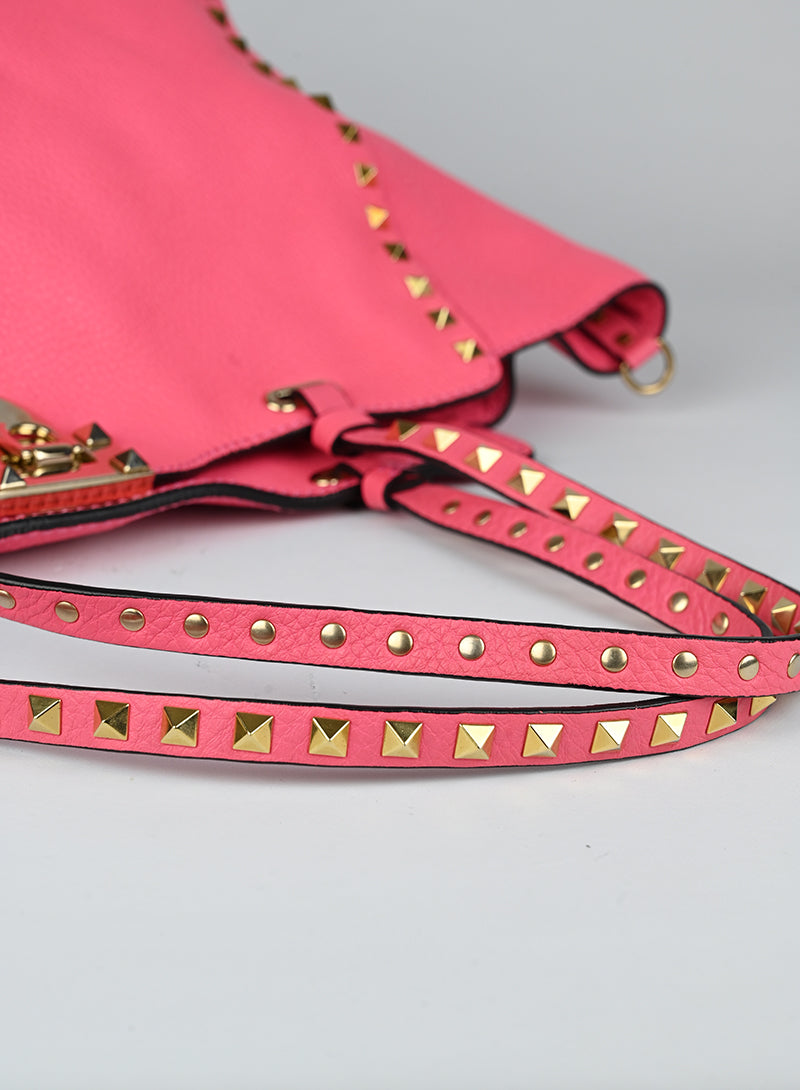Valentino Rockstud Leather Tote Bag in Pink - Stylish Designer Handbag for Women, Perfect for Work, Travel & Everyday Use