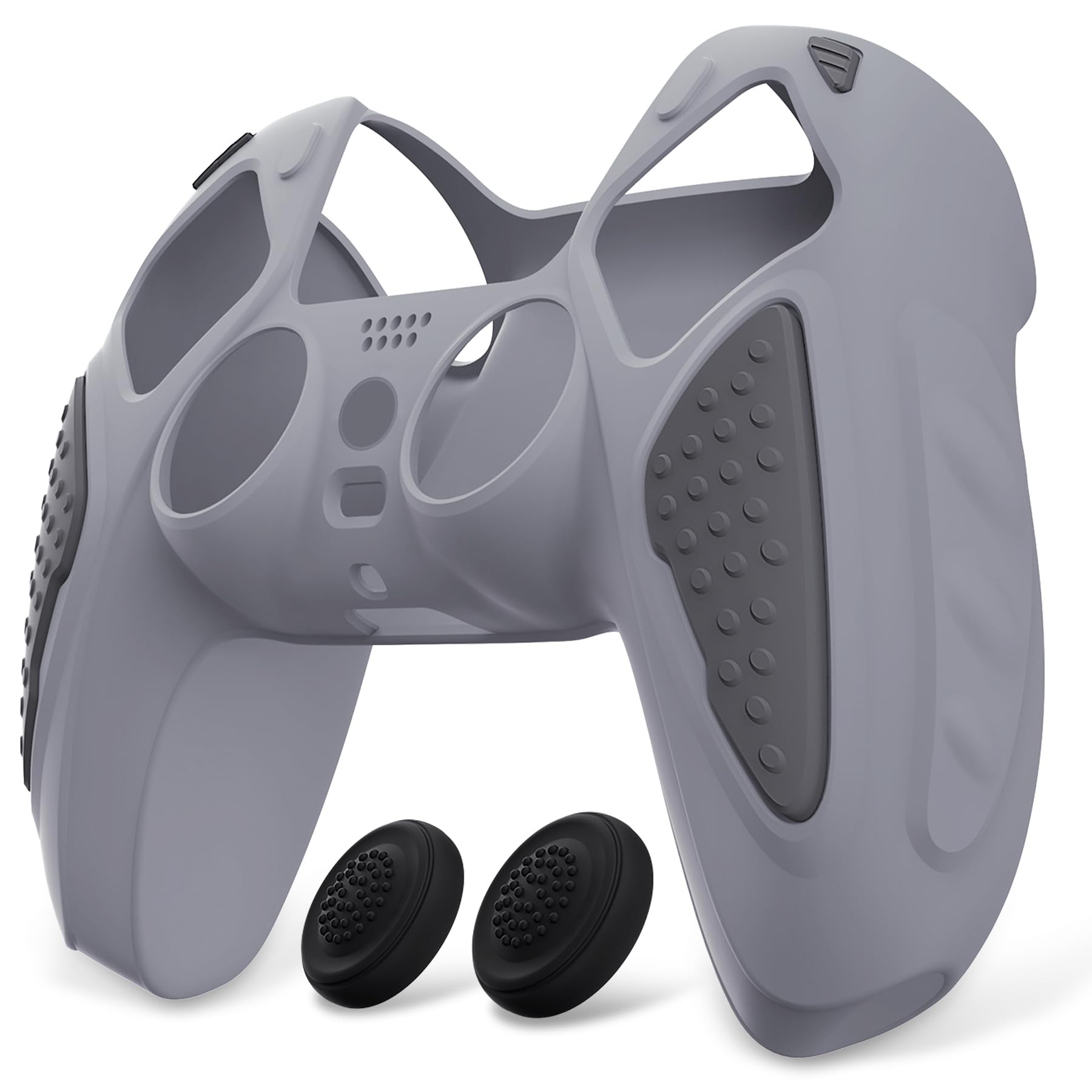 PlayVital PS5 Controller Cover - Metal Knight Edition (Dark Gray) - Silicone Protective Case with Joystick Caps for Enhanced Grip & Scratch Protection - Perfect for Gaming, Travel, and Long Play Sessions