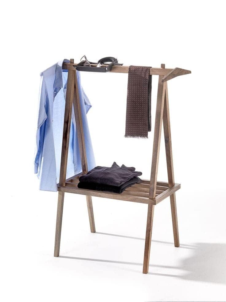 Wooden Freestanding Multi-Tier Towel Rack Stand with Shelf - Bathroom, Bedroom, Kitchen & Gym Towel Holder - Space-Saving Ladder Design for Hand Towels, Washcloths & Robes (A17)