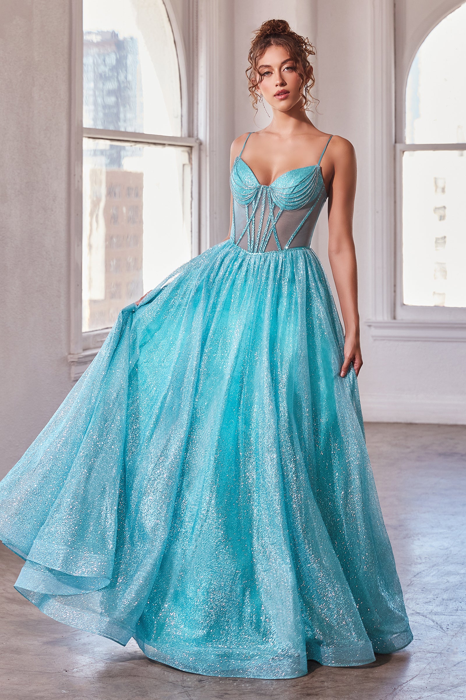 Elegant Aegean Glittered Ball Gown for Prom, Evening Party & Special Occasions - Sparkling Formal Dress for Women