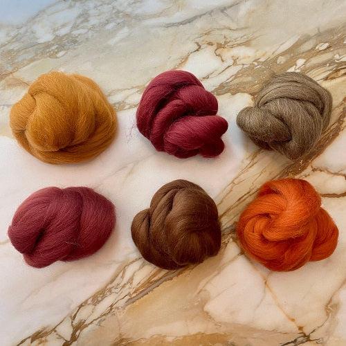 Shetland Wool Roving - Toasted Terra Cotta Dyed Wool Tops Bundle (150g, 29 Micron) | Hand Spinning, Felting & Fiber Art Supplies | Perfect for Knitting, Crochet & DIY Craft Projects