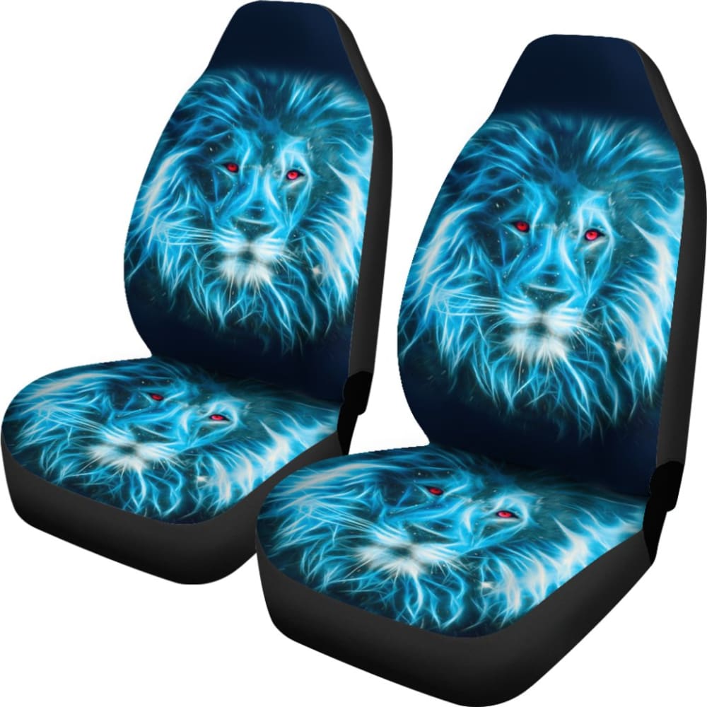 Premium Blue Laser Lion Print Car Seat Covers - Universal Fit for Cars, Trucks & SUVs - Durable Neoprene Material - Perfect for Road Trips, Daily Commutes & Car Enthusiasts