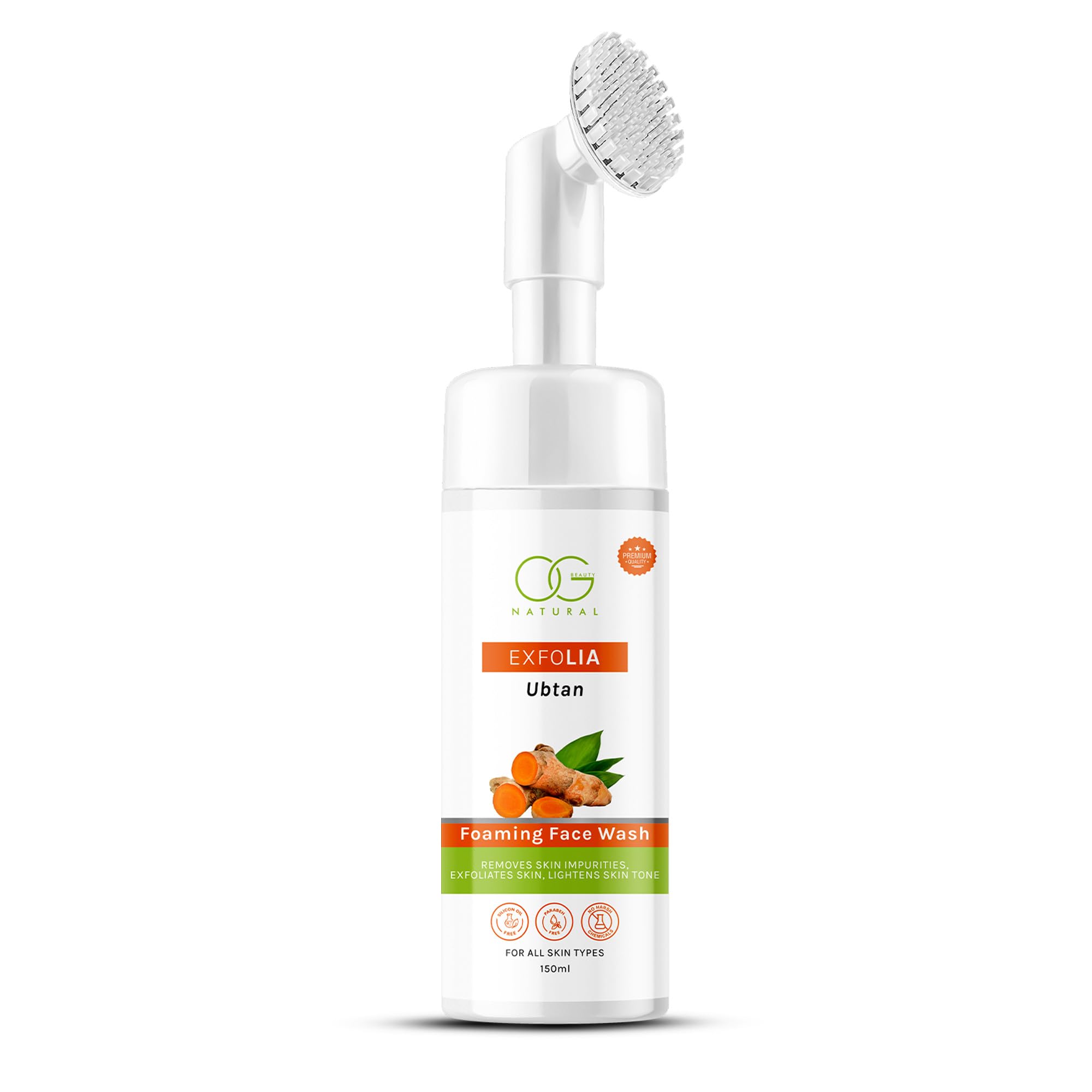 OG Beauty Natural Exfoliating Ubtan Foaming Face Wash - Reduces Wrinkles & Fine Lines with Natural Ingredients | Deep Cleansing for All Skin Types | 150ml | Perfect for Daily Skincare & Anti-Aging Routine