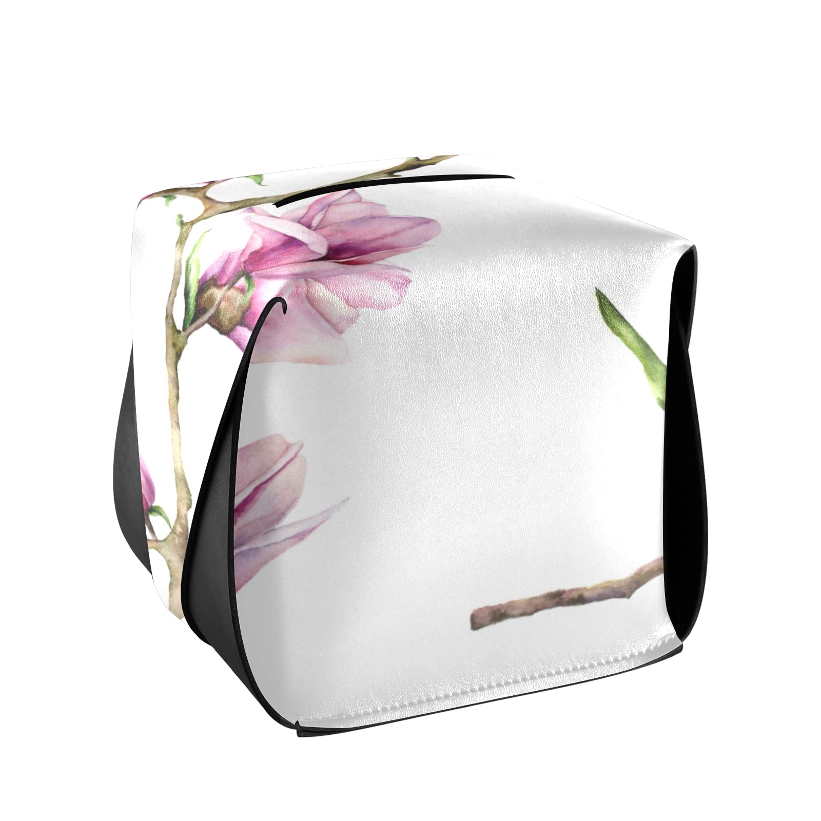 Floral Pink Leather Tissue Box Cover - 5.7
