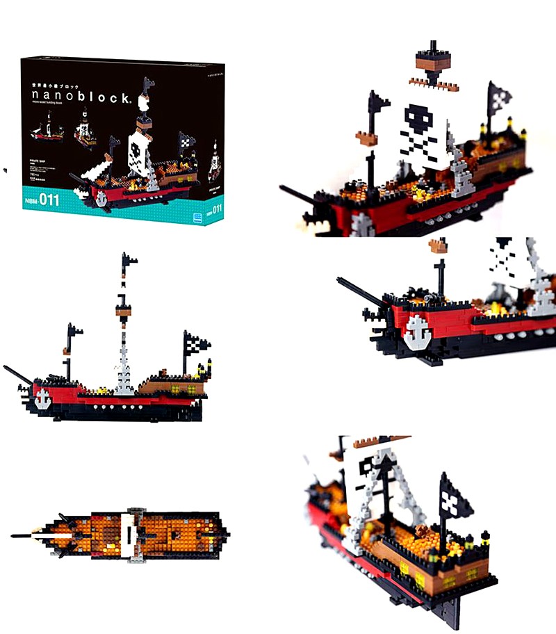 Nanoblock Pirate Ship Building Kit - NBM 011 Model for Adults & Kids - Creative DIY Toy for Pirate Theme Decor, Gift & Collectible