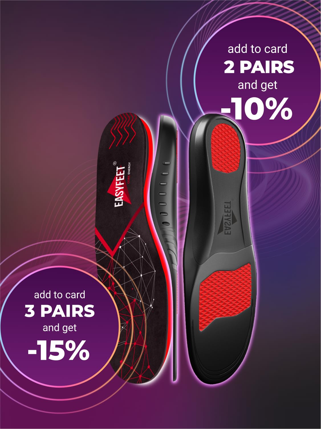 Plantar Fasciitis Insoles for Men & Women - High Arch Support Orthotic Inserts for Heel & Foot Pain Relief - Anti-Fatigue Work Boot & Running Shoe Insoles - Perfect for Hiking, Standing All Day & Flat Feet Support