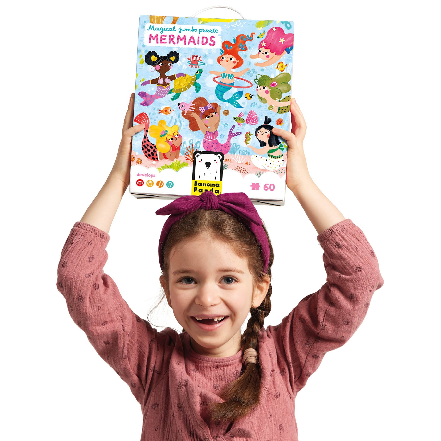 Banana Panda Magical Jumbo Puzzle - Mermaids 60 Piece Jigsaw Puzzle for Kids Ages 4-8 | Fun Learning Activity for Preschoolers & Birthday Gifts | Perfect for Family Game Night & Indoor Playtime