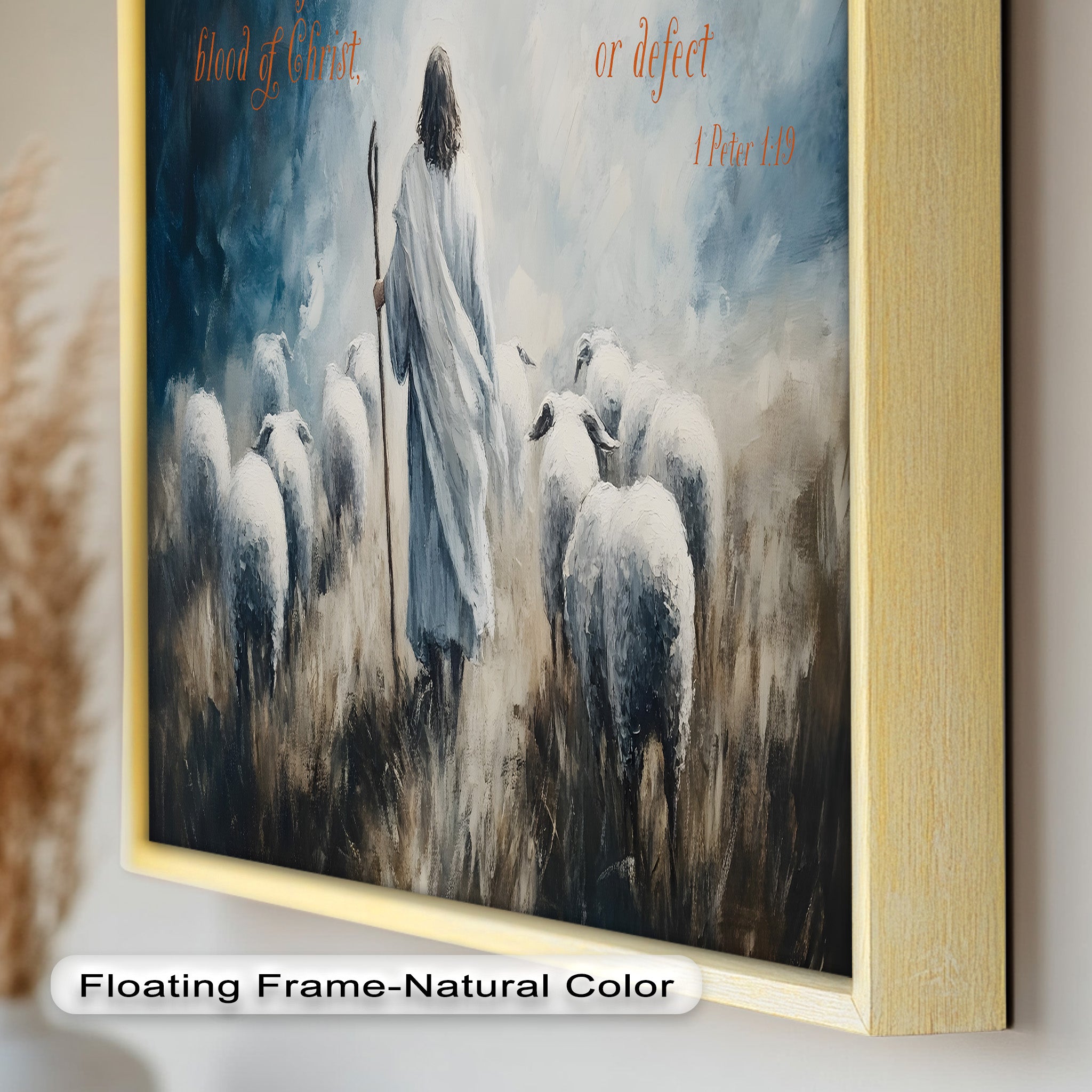 1 Peter 1:19 - The Lamb of God Bible Verse Oil Painting - Religious Wall Art for Home, Church & Office Decor