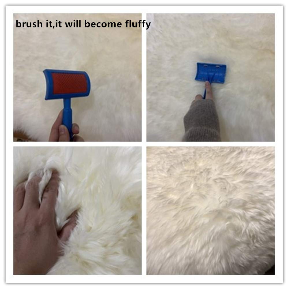 Premium Genuine Sheepskin Rug 2.2'x6.2' - Natural Double Pelt Fluffy Fur Rug for Nursery, Bedroom & Living Room | Ultra Soft Luxury Throw Carpet for Cozy Home Decor, Pet Bed & Yoga Mat