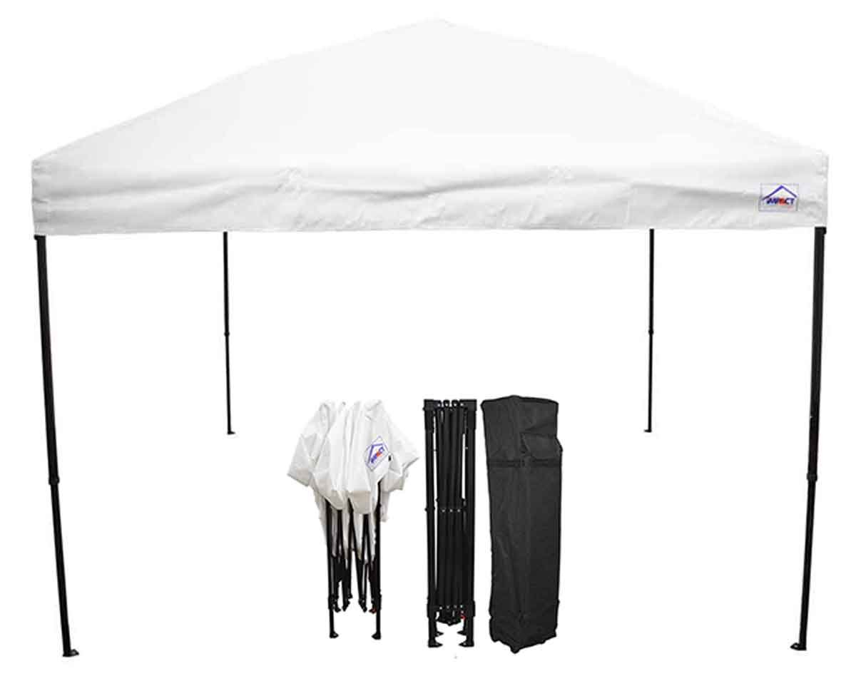 10' x 10' Pop Up Canopy Tent - Instant Shelter with Black Steel Frame & UV Protection - Includes Convenient Roller Bag - Perfect for Outdoor Events, Camping, Beach Trips, and Farmers Markets (White)