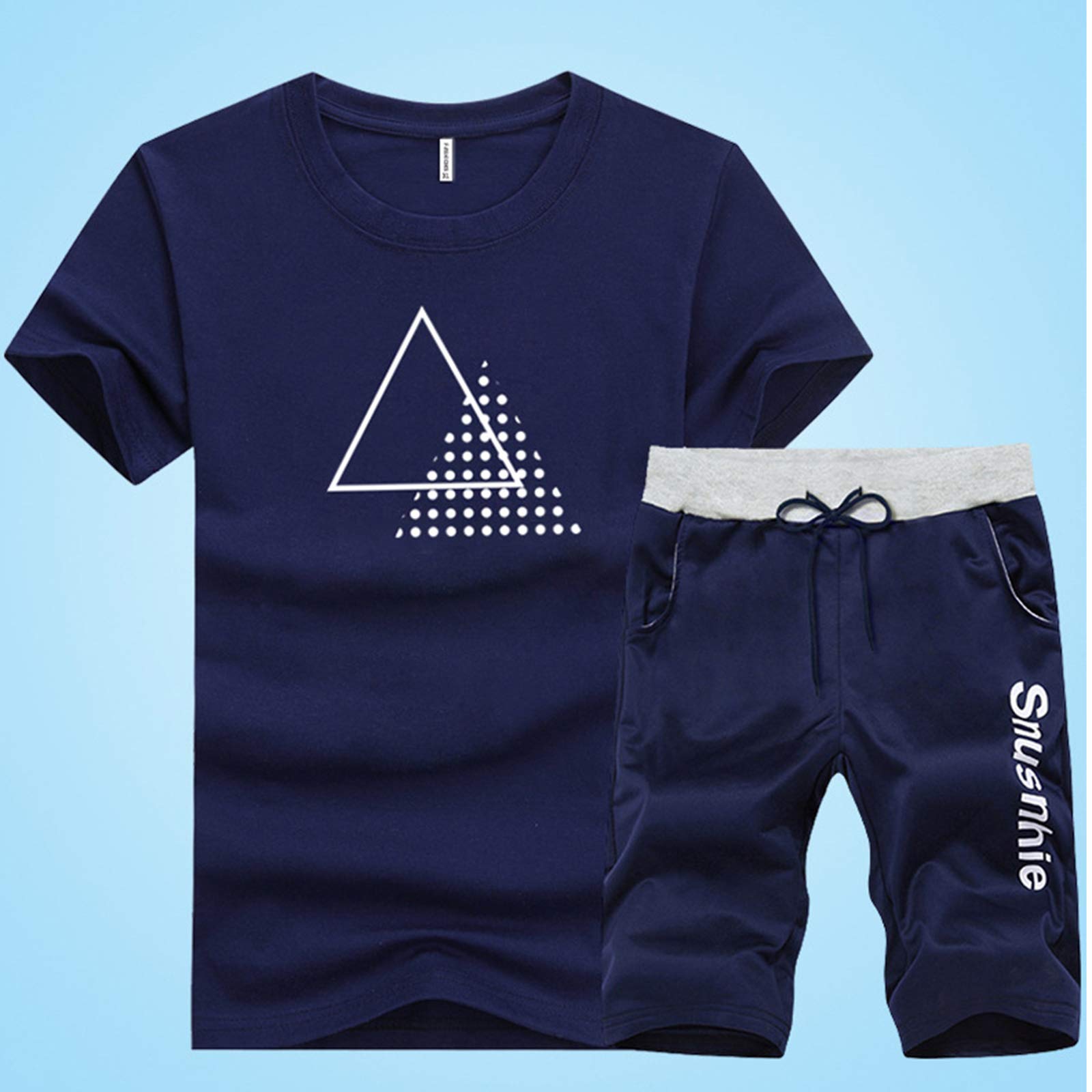 Men's Casual Tracksuit Set - Short Sleeve Running Jogging Athletic Sweatsuit for Gym, Workout & Outdoor Sports | Lightweight Comfortable Summer Sportswear