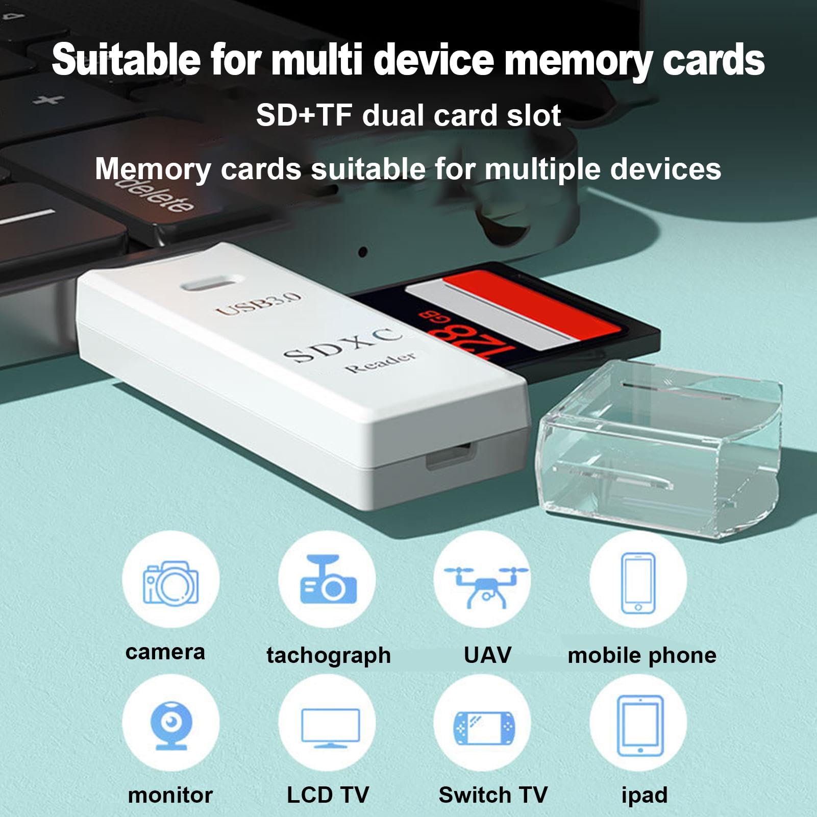 5Gbps USB 3.0 Card Reader for PC & Laptop - Dual Slot SD/TF Memory Card Adapter | Portable Camera Card Viewer | Plug & Play | Compatible with DSLR Cameras, Digital Cameras, Action Cameras | Perfect for Photographers, Videographers & Content Creators