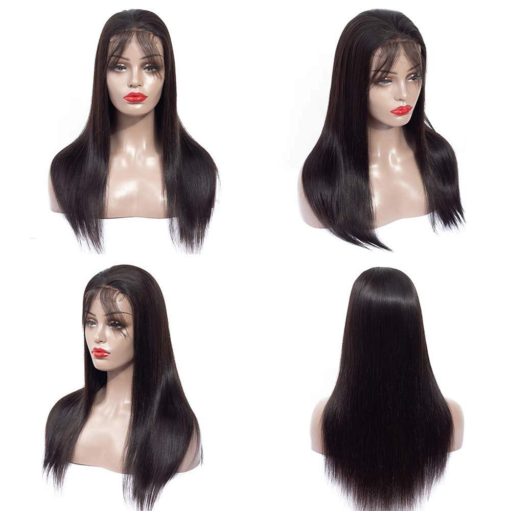 180% Density Straight 4x4 Lace Closure Wig - Natural Black Human Hair - Perfect for Daily Wear, Styling & Protective Hairstyles