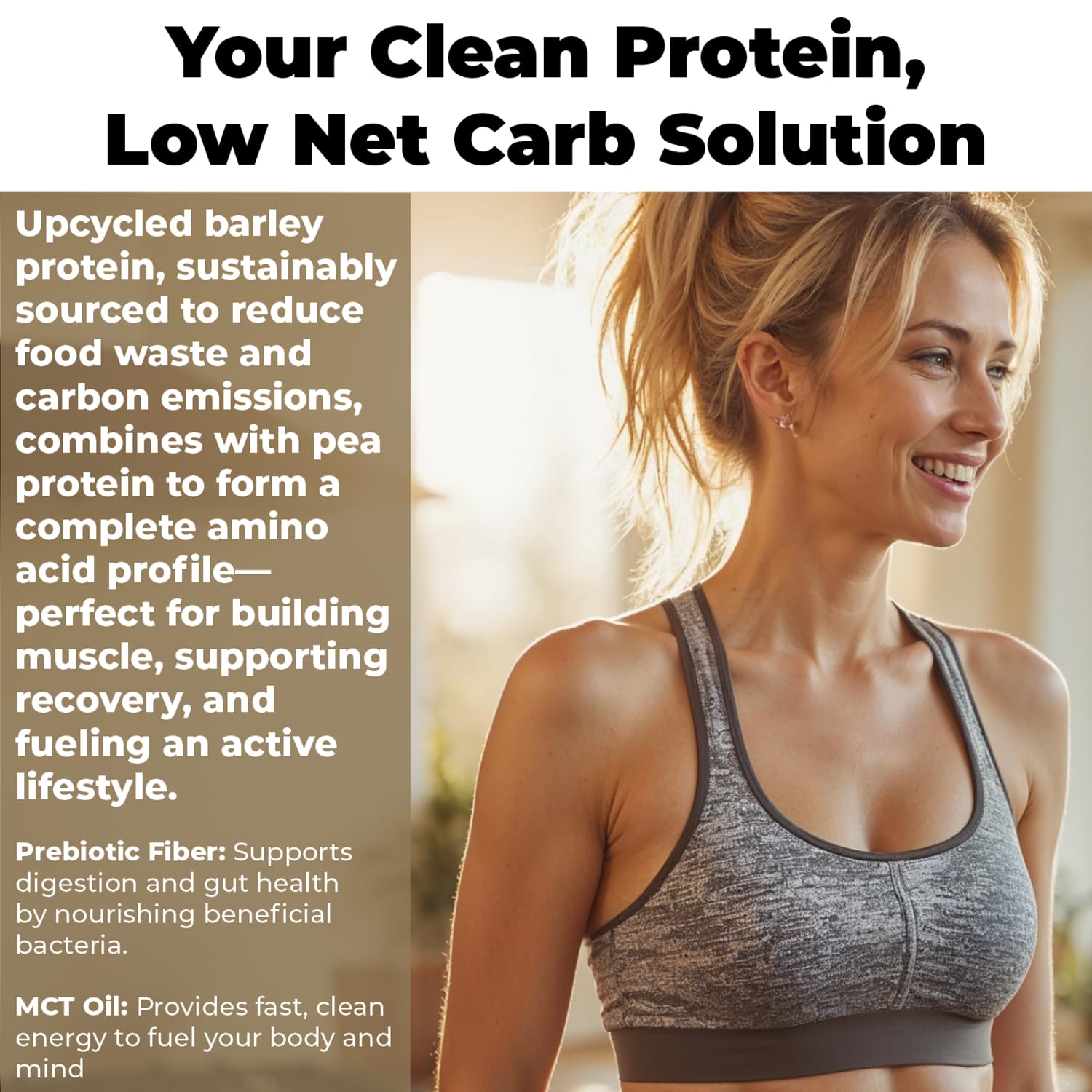 Plant-Based Chocolate Protein Powder - 20g Vegan Protein, Keto-Friendly, Dairy-Free, Low Sugar, High Fiber with Upcycled Barley, Rice & Pea Protein - 1.39lb (14 Servings) - Perfect for Post-Workout Recovery, Smoothies & Healthy Baking