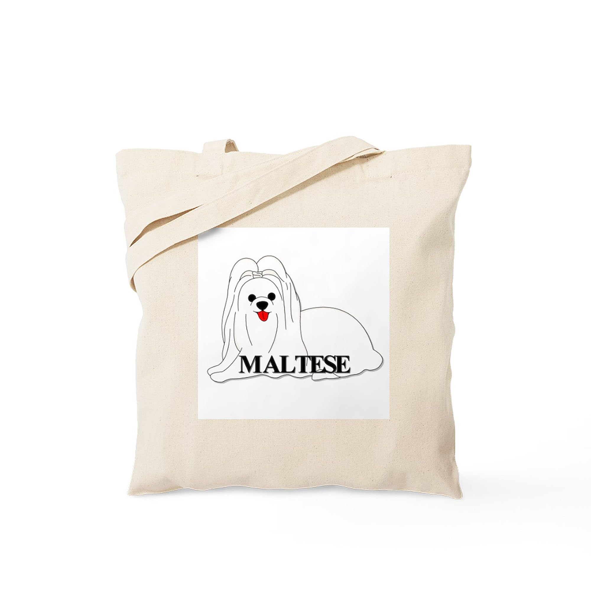Cartoon Maltese Tote Bag - Natural Canvas Reusable Shopping Bag for Groceries, Beach & Daily Use | Eco-Friendly Cotton Tote with Cute Dog Design