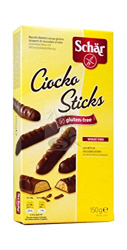 Schar Gluten Free Chocolate Fingers Cookies - 150g Pack | Delicious Wheat-Free Snacks for Kids & Adults | Perfect for School Lunches, Tea Time & Celiac-Friendly Diets
