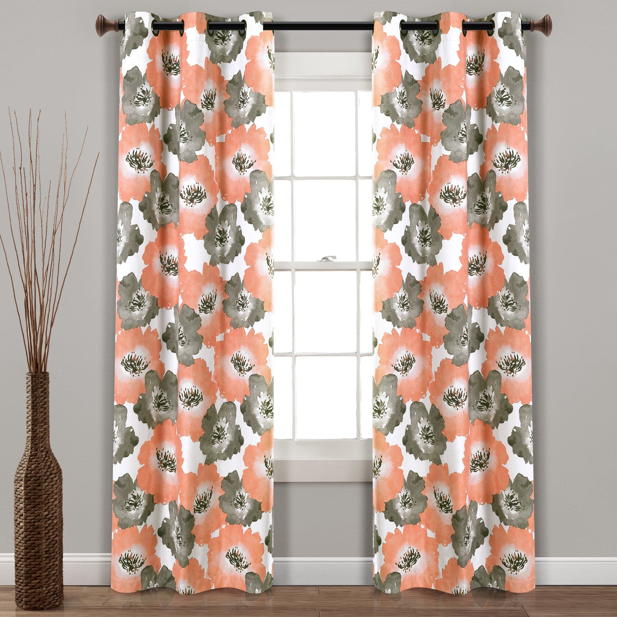 Julie Floral Insulated Blackout Curtains - Thermal Grommet Window Panels for Bedroom & Living Room - Energy Efficient, Noise Reducing, Light Blocking Drapes for Home Decor