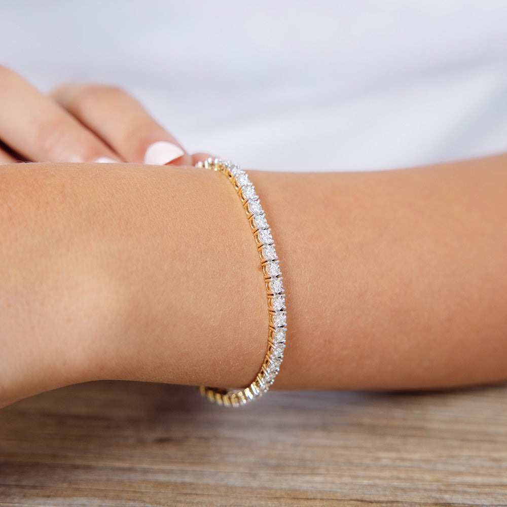 1 Carat Diamond Tennis Bracelet in 9ct Yellow Gold - Elegant Jewelry Gift for Women, Anniversary & Special Occasions
