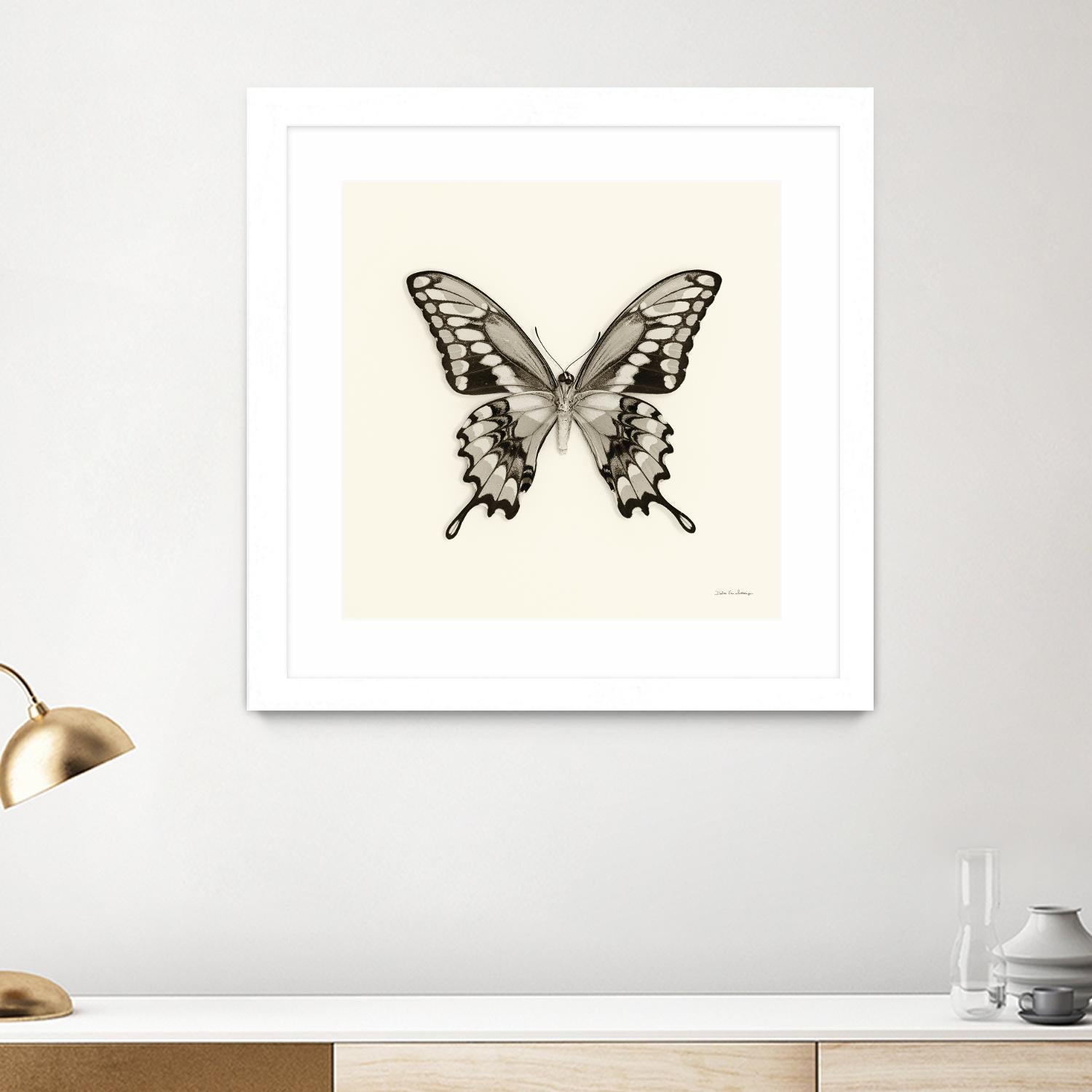 Butterfly VI BW Crop Top - Women's Fashion Black & White Floral Print Short Sleeve Shirt - Perfect for Summer Outfits, Beach Wear & Casual Street Style