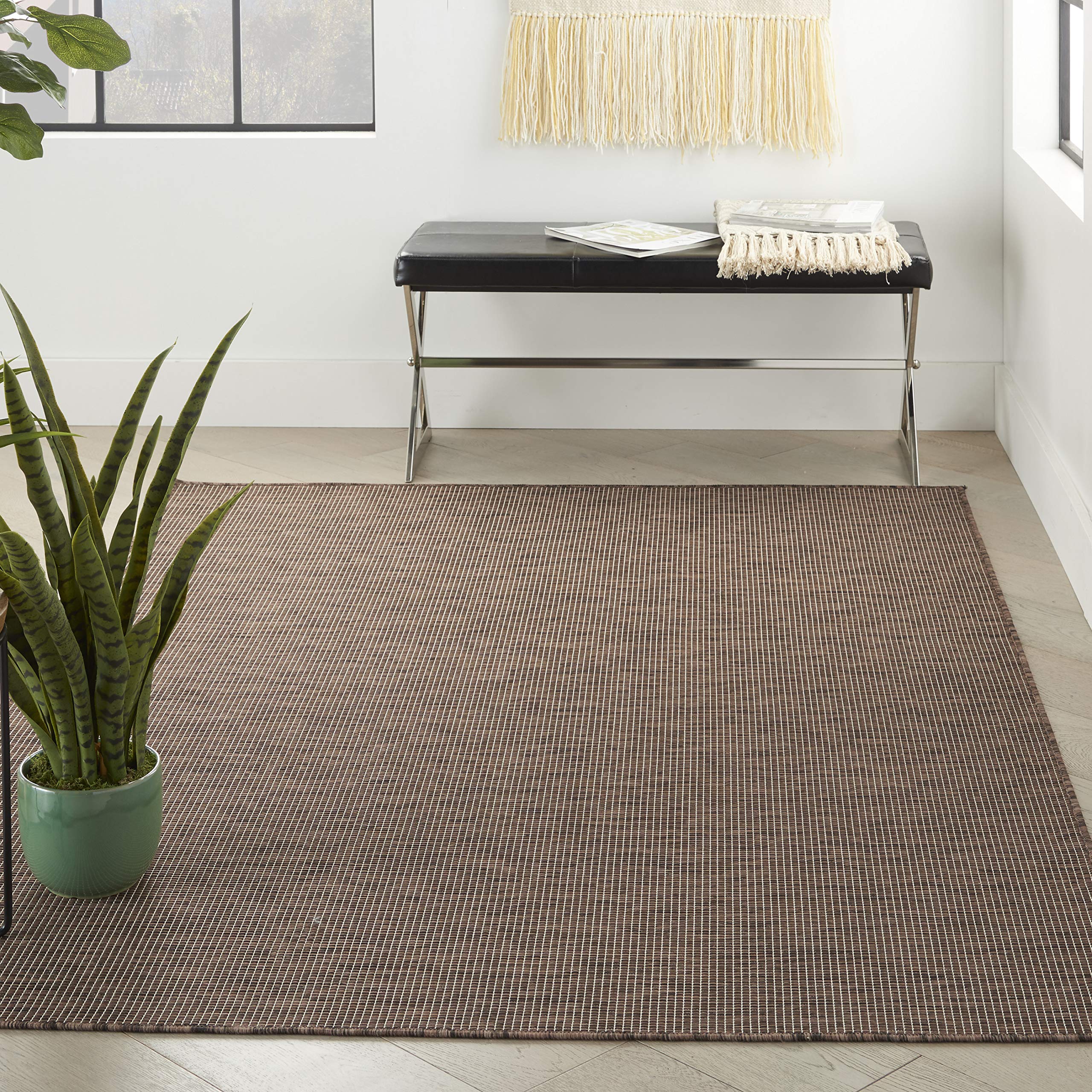 Nourison Positano 3' x 5' Indoor/Outdoor Area Rug - Natural Fiber, Easy to Clean, Non-Shedding for Bedroom, Living Room, Dining Room | Perfect for Backyard, Deck, Patio & High-Traffic Areas (3x5)