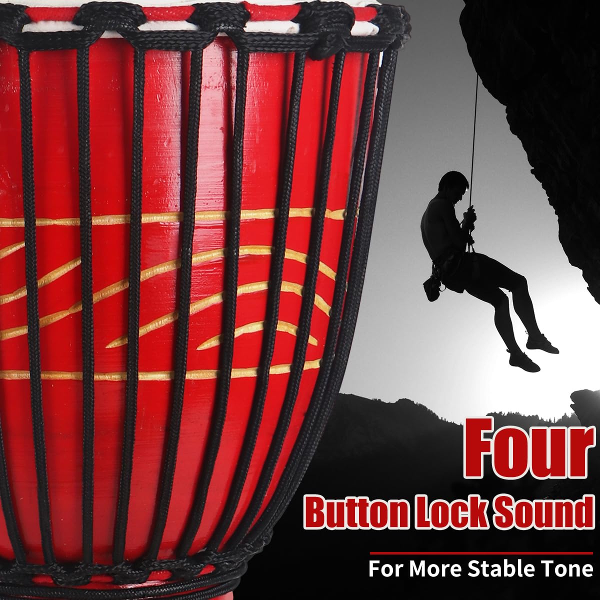 10'' Hand-Carved African Djembe Drum - Professional Mahogany Congo Bongo Drum with Goatskin Head for Adults | Perfect for Music Therapy, Drum Circles & Cultural Performances