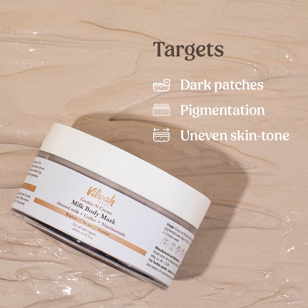 Cookie n Cream Body Mask for Detan & Skin Brightening | Hydrating & Exfoliating Treatment for Smooth, Glowing Skin | Perfect for Spa Days & Self-Care Routines