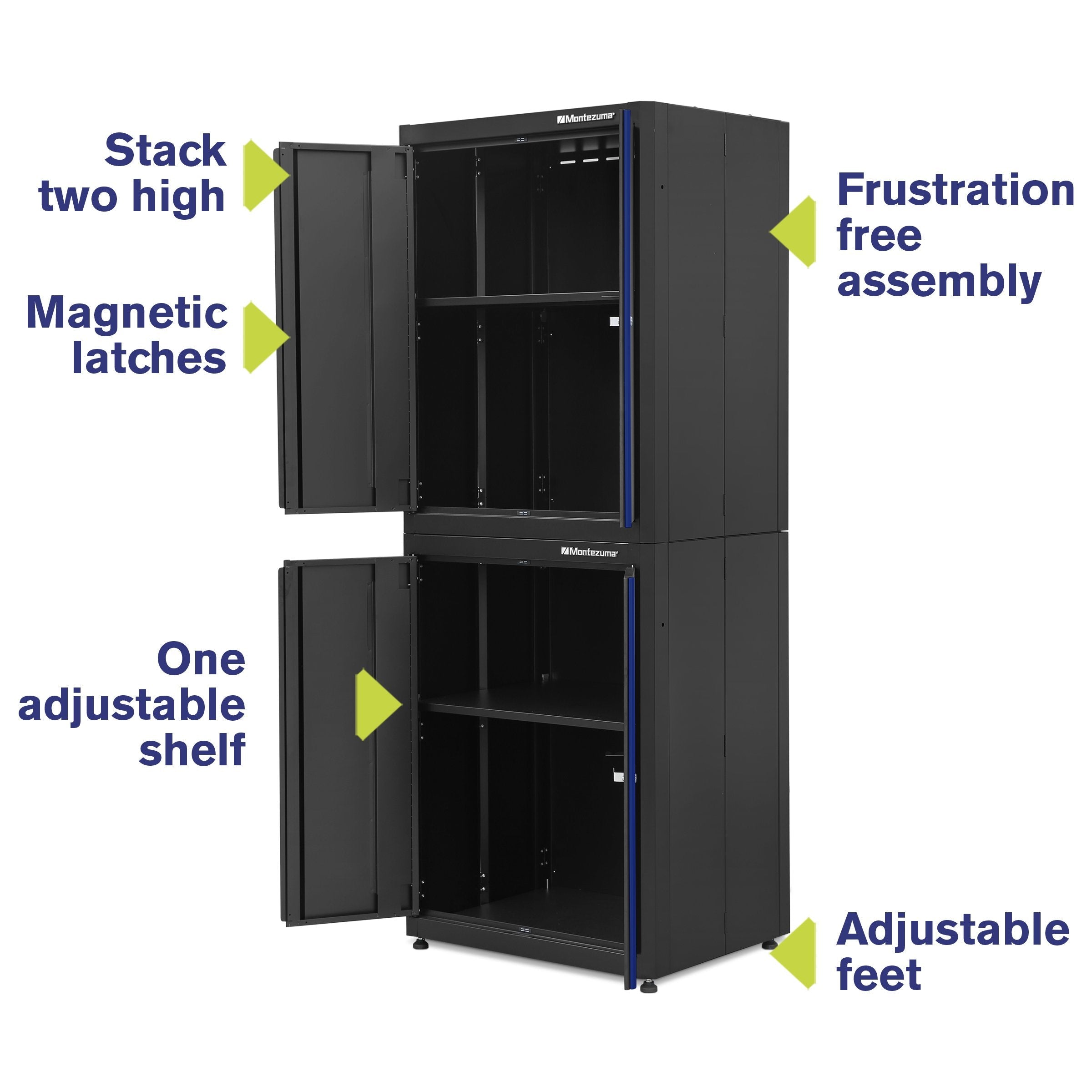 Montezuma 2-Door Stackable Storage Cabinet - Organize Home, Office, or Garage with Durable Metal Shelving Unit