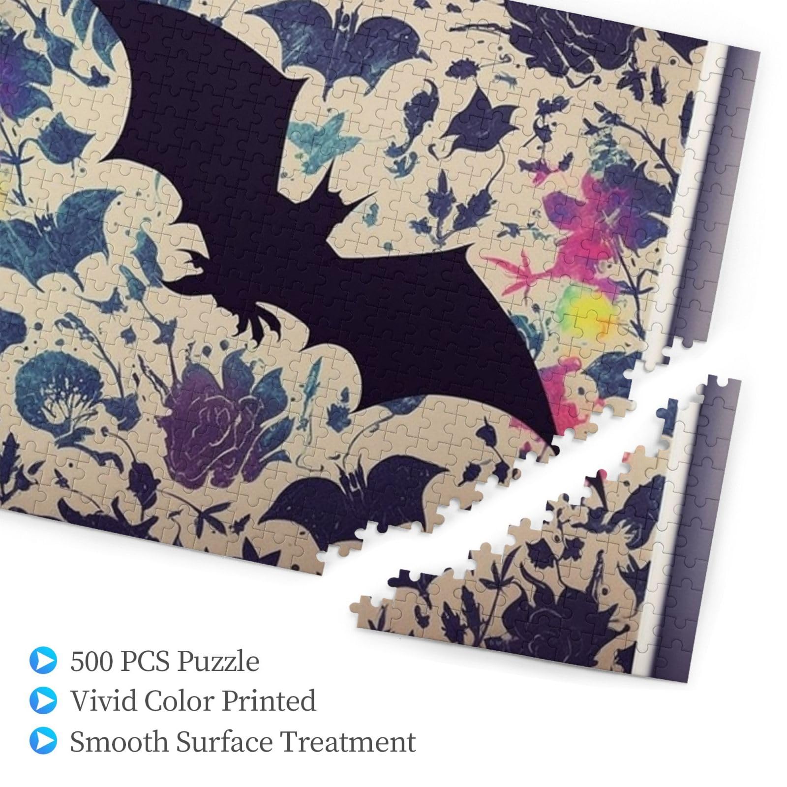 500-Piece Wooden Jigsaw Puzzle with Bat Print - Personalized Photo Puzzle for Adults - Classic Family Game for Wedding, Birthday & Valentine's Day Gifts (20.4